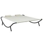 vidaXL Loungebed stof crème, Tuin en Terras, Verzenden, Nieuw