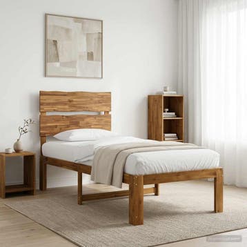 vidaXL Eenpersoonsbed met hoofdbord ROSTOCK Naturel 90 x 190, Verzenden, Nieuw