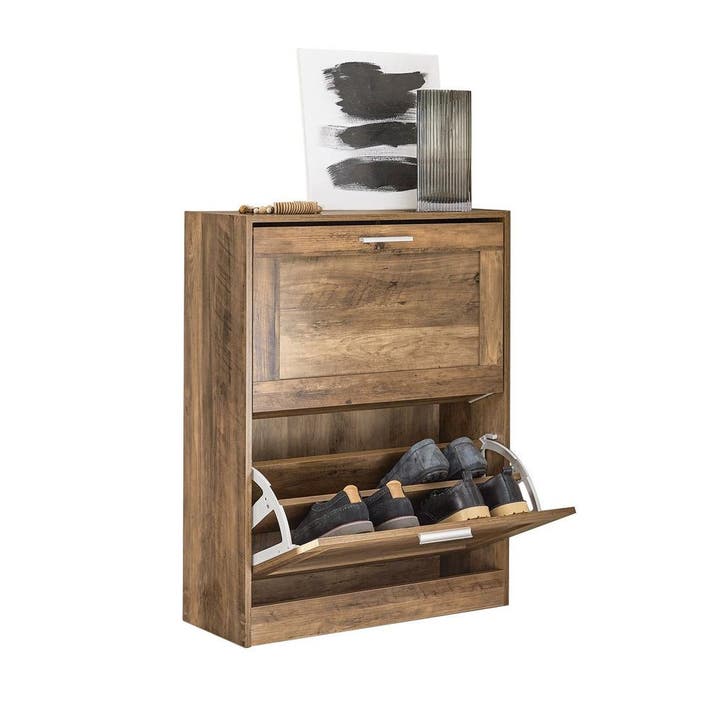 2dekans | SoBuy Schoenenkast - Hout - 2 kleppen - 60x79x23cm, Huis en Inrichting, Kasten | Schoenenkasten, Ophalen of Verzenden