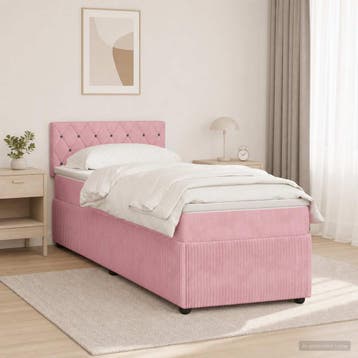 vidaXL Boxspringbed met matras met hoofdeinde Roze 90 x 190, Maison & Meubles, Verzenden