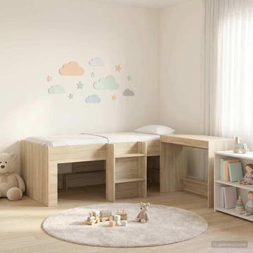 vidaXL Kinderhoogslaper met bureau 2 st Sonoma Eiken Bewerkt, Verzenden