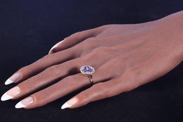 Ring - 18 karaat Geel goud - Diamant - Emaille, Art Deco,, Nieuw