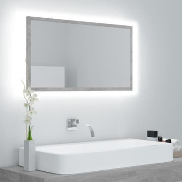 vidaXL Badkamerspiegel LED 80x8,5x37 cm acryl betongrijs, Verzenden