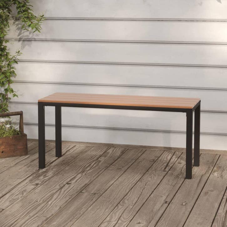 vidaXL Tuinbank 110 cm staal en HKC bruin en zwart, Tuin en Terras, Tuinsets en Loungesets, Nieuw, Verzenden