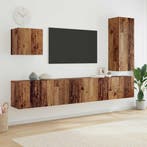 vidaXL TV Wand Eenheid Wandgemonteerd 5 pcs Oud Hout Bewerkt, Huis en Inrichting, Verzenden, Nieuw