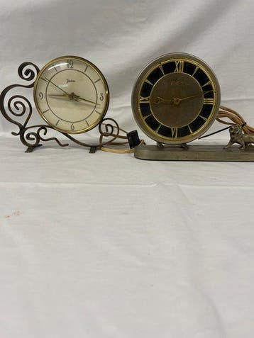Tafelklok (2) - Art Nouveau Messing, IJzer, Glas - 1950-1960