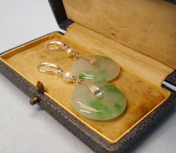 Zonder minimumprijs - Oorbellen Zilver - 21.90ct. tw. Jade -