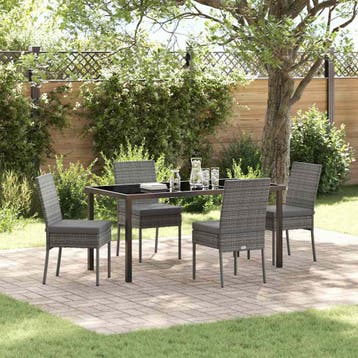 vidaXL Tuin Eettafel Set 5 pcs Grijs Gepoedercoat staal, Verzenden, Nieuw