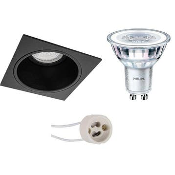 Dimbare 4W LED Spot Set - Vierkante Inbouwspot Mat Zwart & W, Verzenden