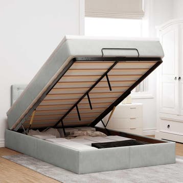 vidaXL Bed poef met matras en LEDs 120x190 cm fluweel, Verzenden
