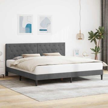 vidaXL Bedframe met hoofdeinde Donkergrijs 200 x 200 cm, Verzenden