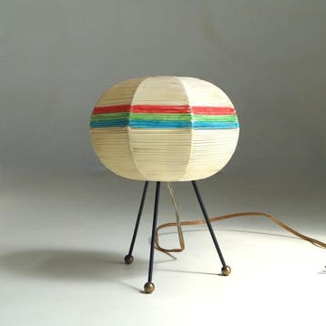 Tafellamp - Raffia, Metaal - Italiaanse nachtlamp