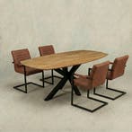 Mangohouten Eettafel Deens Ovaal Tess 200x100 cm (2,5 cm), Huis en Inrichting, Verzenden, Nieuw, Industriële meubels, Ovaal