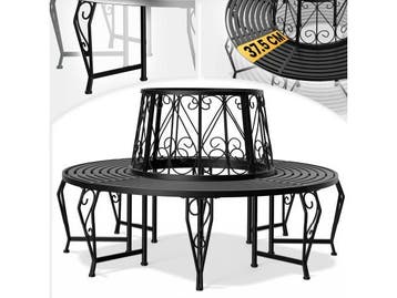 Veiling - Metalen boombank Bree Ø 160 cm - zwart, Tuin en Terras, Nieuw