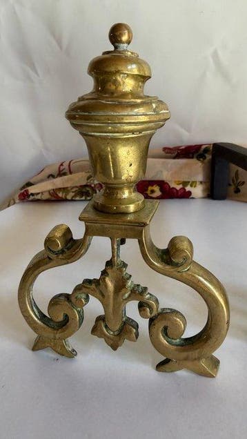 Openhaard accessoire (2) - 19e-eeuwse koperen haardijzers –, Antiek en Kunst