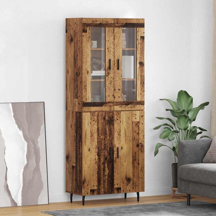 vidaXL Highboard 2 pcs Oud Hout Bewerkt hout, Huis en Inrichting, Kasten | Dressoirs, Nieuw, Verzenden
