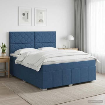 vidaXL Boxspringbed met matras met hoofdeinde Blauw 160 x, Verzenden