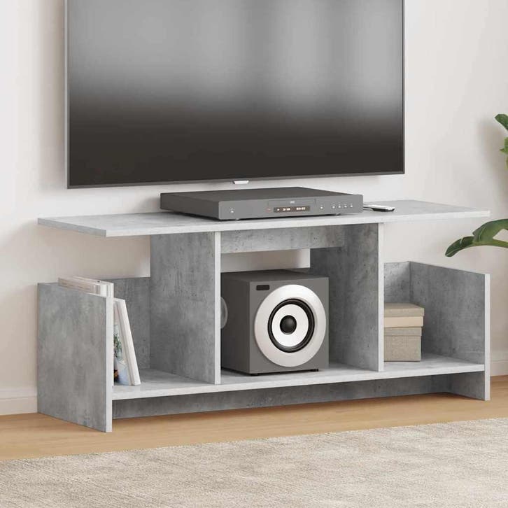 vidaXL TV Stand Beton Grijs 102 x 35 x 45 cm Bewerkt hout, Maison & Meubles, Armoires | Mobilier de télévision, Envoi