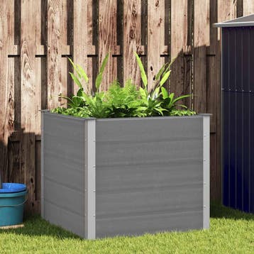 vidaXL Plantenbak verhoogd 100x100x91 cm HKC grijs, Verzenden, Nieuw