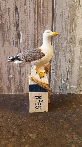 Meeuw Maritiem op Meerpaal Nr. 66 Klein 6,5x3,5x13 cm, Nieuw