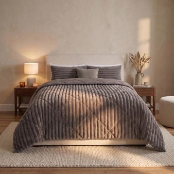 Lazy all-in-one dekbed ribstof - donkerbruin - 240 x 200 cm, Huis en Inrichting, Verzenden, Nieuw