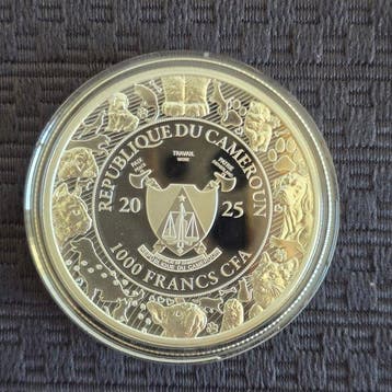 Kameroen. 1000 Francs CFA 2025, Cats and Dogs Cop Dog, 1 Oz