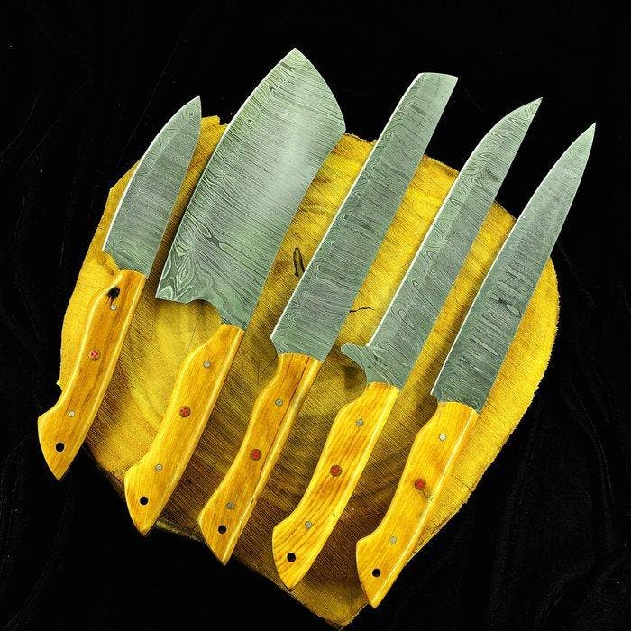 Keukenmes - Kitchen knife set - 638 - Staal, Hout,, Antiek en Kunst, Antiek | Keukengerei