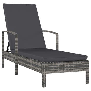 vidaXL Ligbed met armleuningen poly rattan grijs, Verzenden, Nieuw