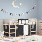 vidaXL Kinderhoogslaper met gordijnen 80x200 cm massief, Verzenden