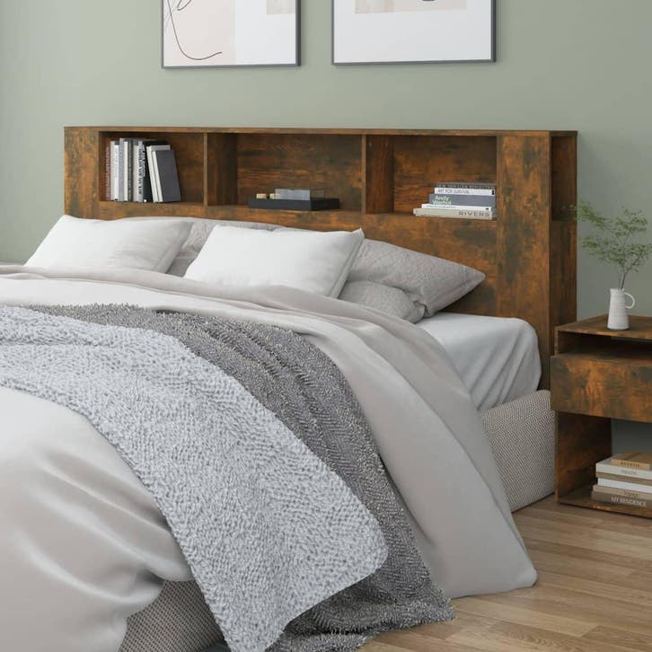 vidaXL Hoofdbordkast 200x18,5x104,5 cm gerookt eikenkleurig, Huis en Inrichting, Slaapkamer | Bedden, Nieuw, Verzenden