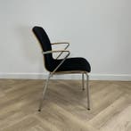 Draber vergaderstoel / stapelbaar,  zwart/hout en chroom