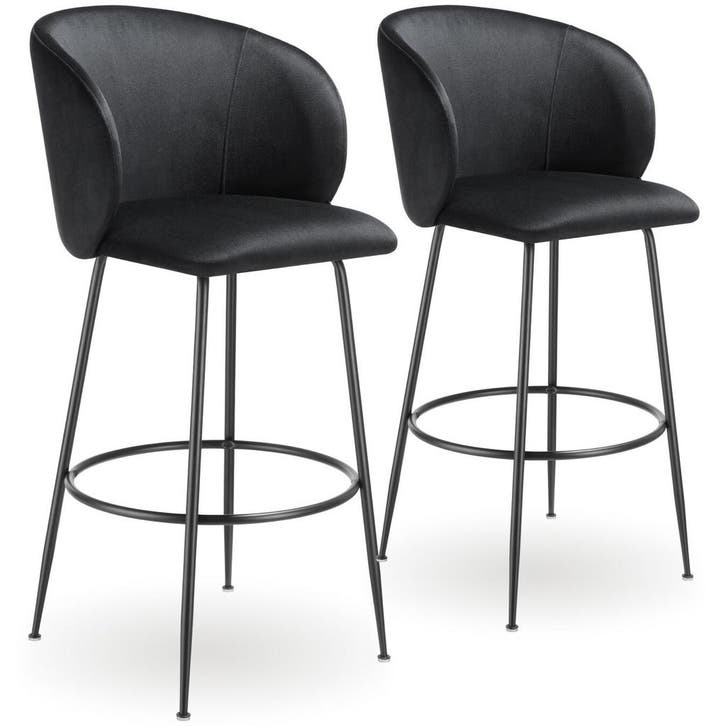 Barkruk Luana, met rugleuning, fluweellook, Maison & Meubles, Tabourets de bar, Envoi