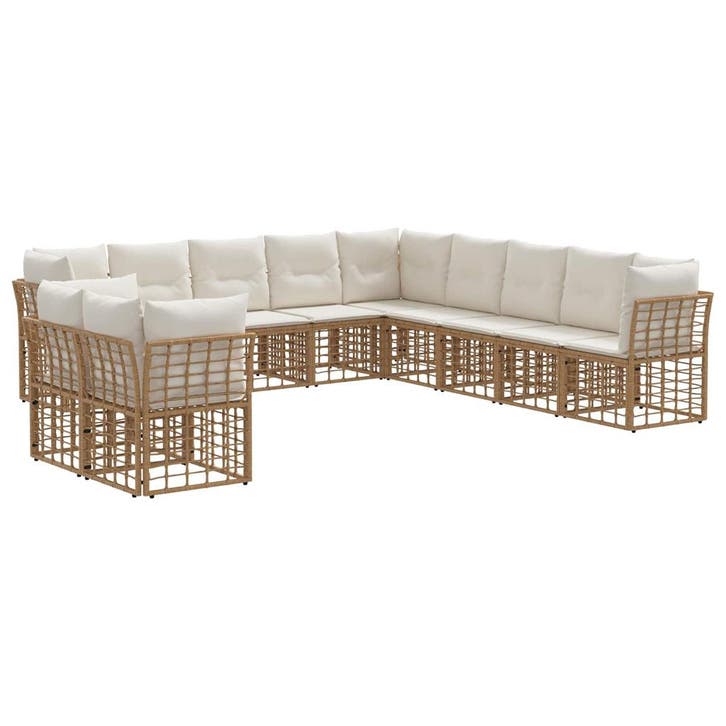 vidaXL Buiten bank set Naturel Polyester, Tuin en Terras, Tuinsets en Loungesets, Nieuw, Verzenden