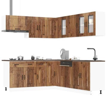 vidaXL 11-delige Keukenkastenset Kalmar bewerkt hout oud, Verzenden