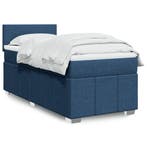 vidaXL Boxspring met matras stof blauw 90x200 cm, Verzenden