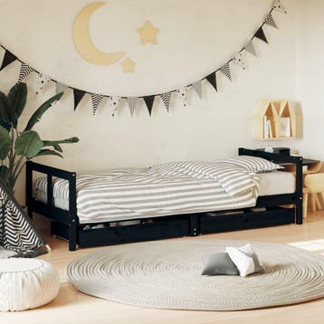 vidaXL Kinderbedframe 80x200 cm massief grenenhout zwart, Verzenden