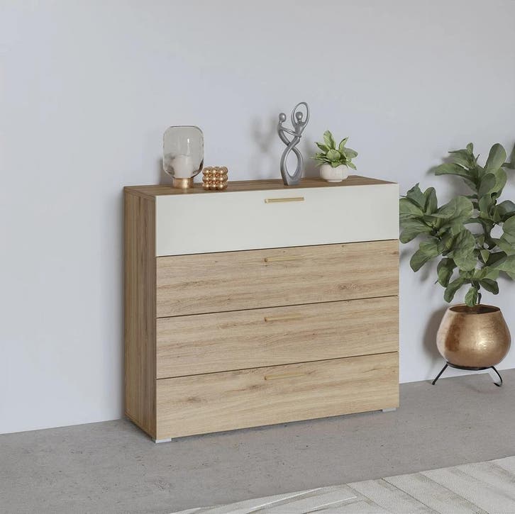 Ladekast Verdal - Eiken - 4 Lades, Maison & Meubles, Armoires | Commodes, Envoi