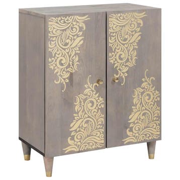 vidaXL Dressoir Grijs en Goud 60 x 33 x 75 cm Massief Mango, Verzenden, Nieuw