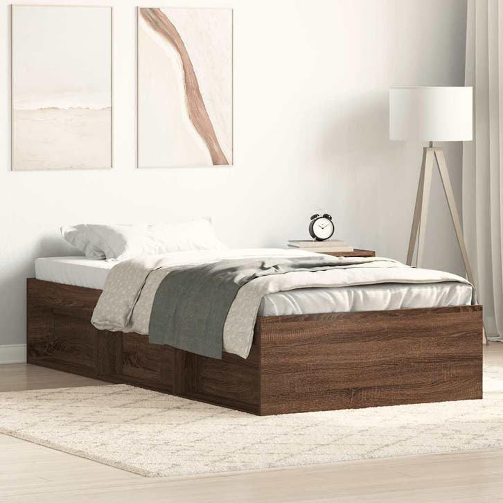 vidaXL Bedframe bruin eikenkleur 90x200 cm, Huis en Inrichting, Slaapkamer | Bedden, Nieuw, Verzenden