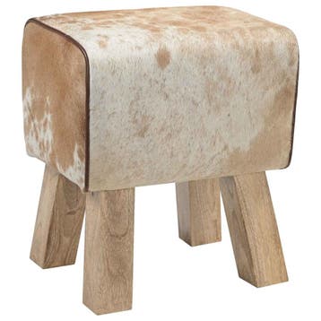 vidaXL Bank 40 x 30 x 45 cm Echt Leer Bruin en wit, Verzenden, Nieuw