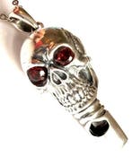 Argent, Pendentif sifflet-crâne en argent sterling 925 avec
