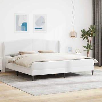 vidaXL Bedframe met hoofdeinde Wit 180 x 200 cm Kunstleer, Huis en Inrichting, Slaapkamer | Bedden, Verzenden, Nieuw