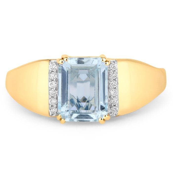 Bague - 14 carats Or jaune - 1.59ct. tw. Aigue-marine -, Bijoux, Sacs & Beauté, Bagues