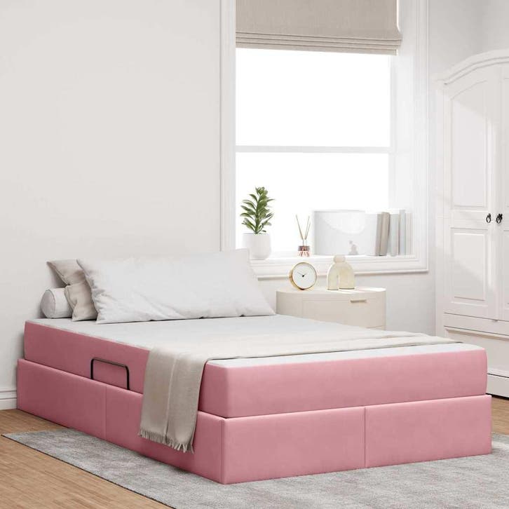 vidaXL Opbergbed met matras met matras Roze 120 x 200 cm, Huis en Inrichting, Slaapkamer | Bedden, Nieuw, Verzenden