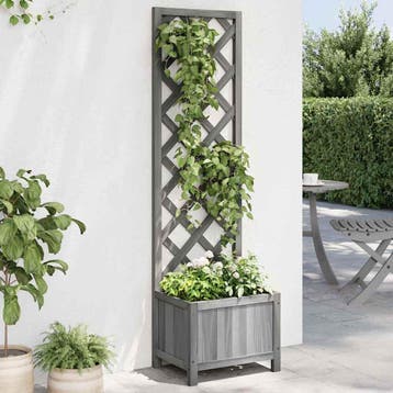 vidaXL Plantenbak met latwerk 40x30x135 cm massief vurenhout, Verzenden, Nieuw
