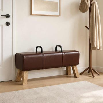 vidaXL Bank Donkerbruin 110 x 30 x 45 cm Echt Leer, Verzenden, Nieuw