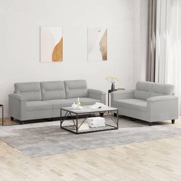 vidaXL 2-delige Loungeset met kussens microvezelstof, Verzenden, Nieuw