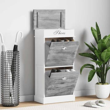 vidaXL Schoenenkast 50x28x98 cm paulowniahout grijs, Verzenden, Nieuw