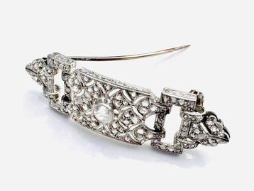 Broche Platine - 1.20ct. tw. Diamant (Naturelle) - Diamant