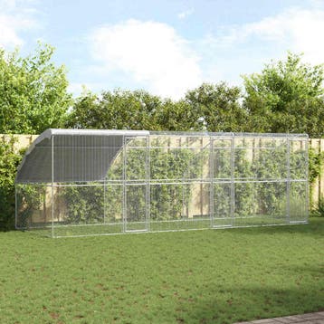 vidaXL Kippenhok met 3 deuren 3 st Zilver 600x200x200cm, Verzenden, Nieuw
